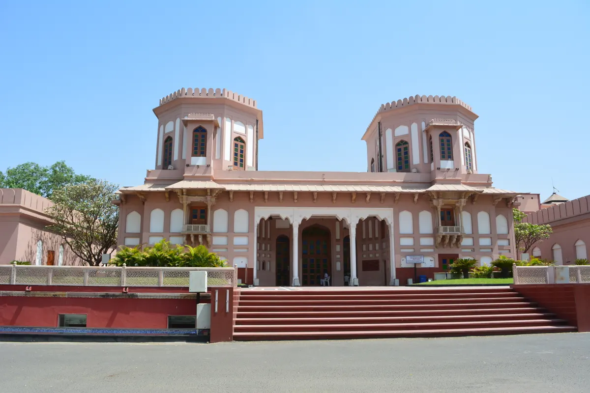 Front façade and entrance of Sardar Vallabhbhai Patel National Memorial in Ahmedabad