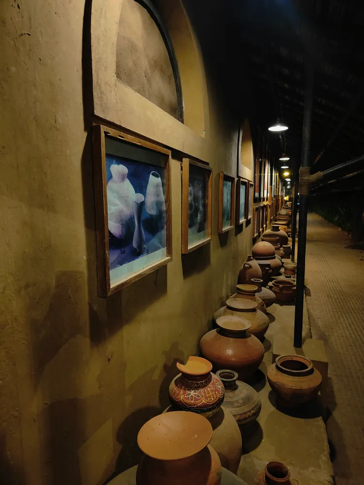 A display of traditional vessels at Vechaar Utensils Museum in Ahmedabad